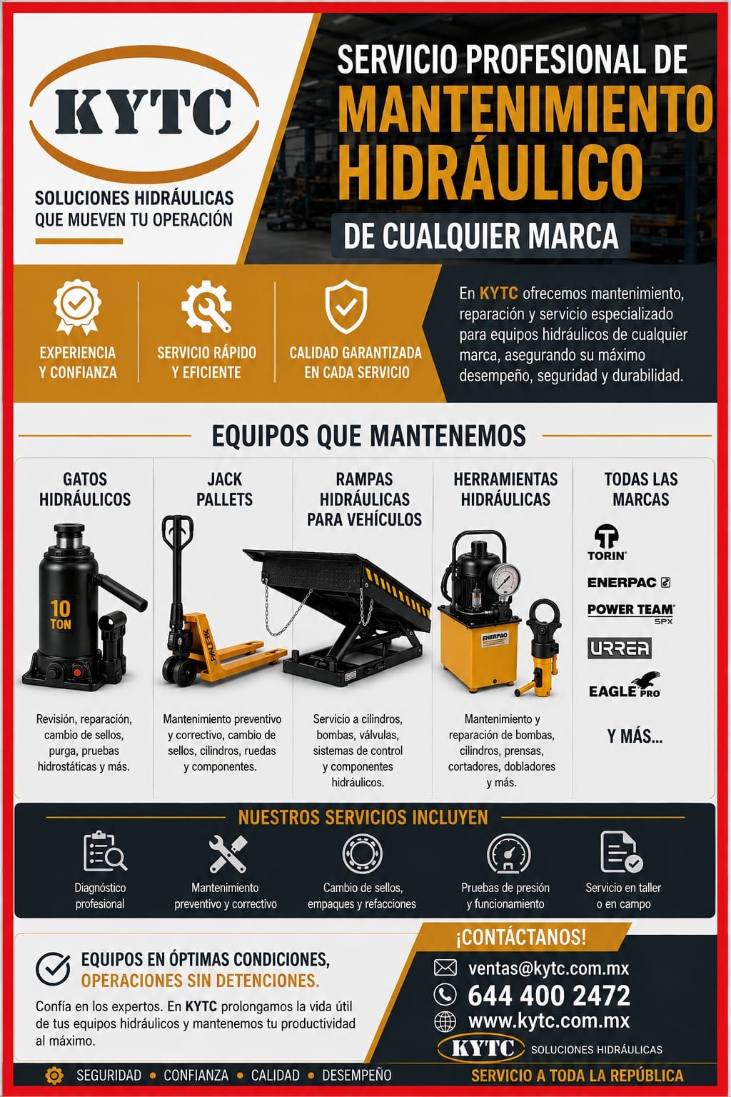 Servicio Profesional de Mantenimiento Hidráulico de Cualquier Marca - KYTC